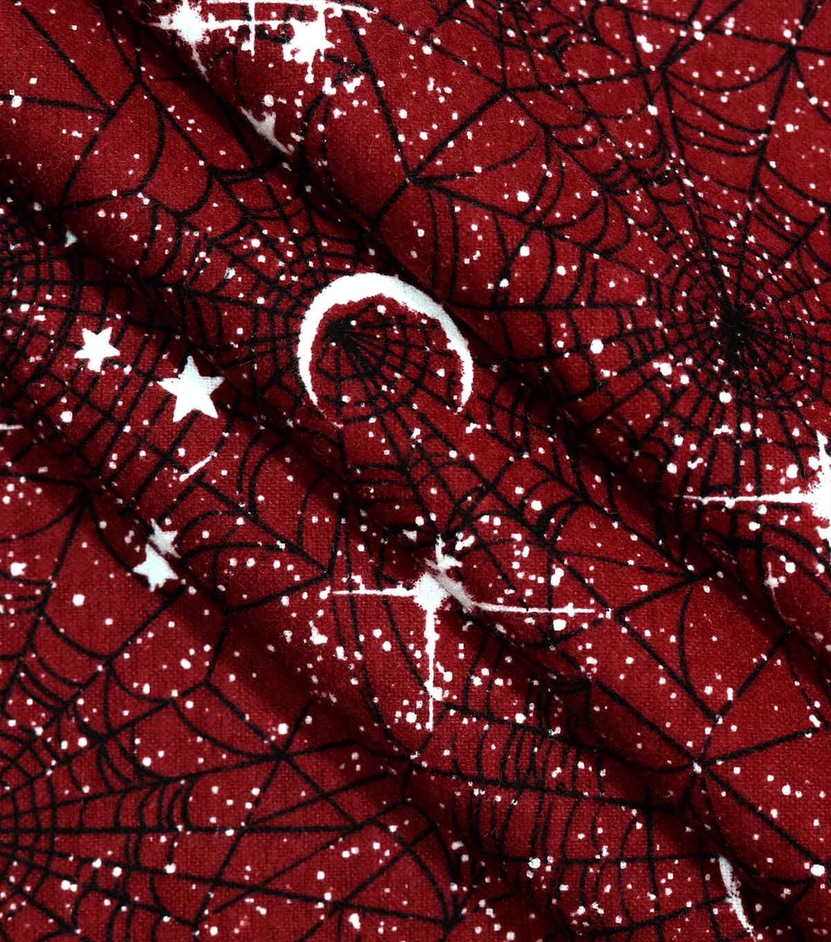 Red Crescent Moons On Webs Super Snuggle Flannel Fabric