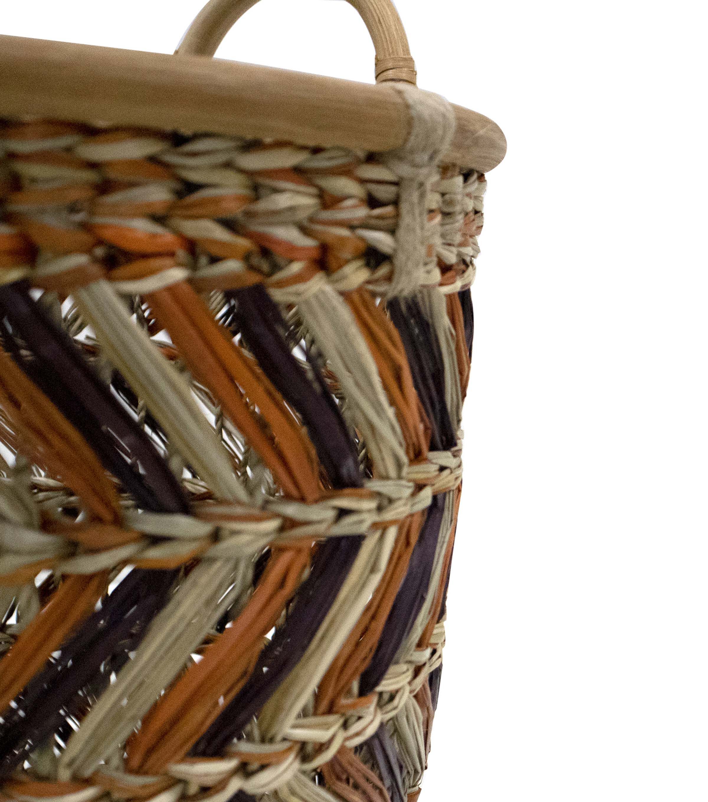 12 Chevron Seagrass & Rattan Woven Basket by Place & Time