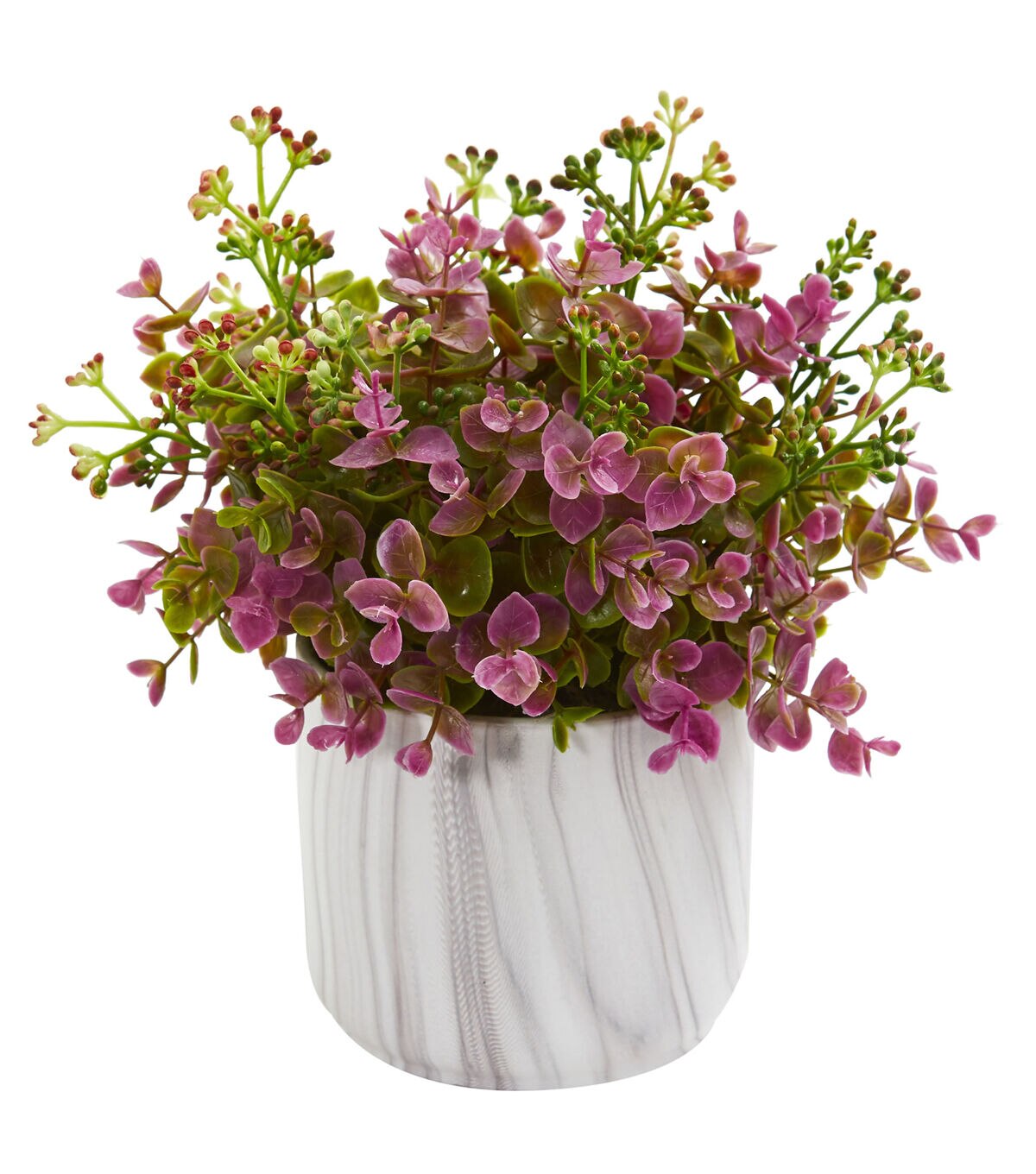 Nearly Natural Eucalyptus Artificial Plant in Marble Finished Vase