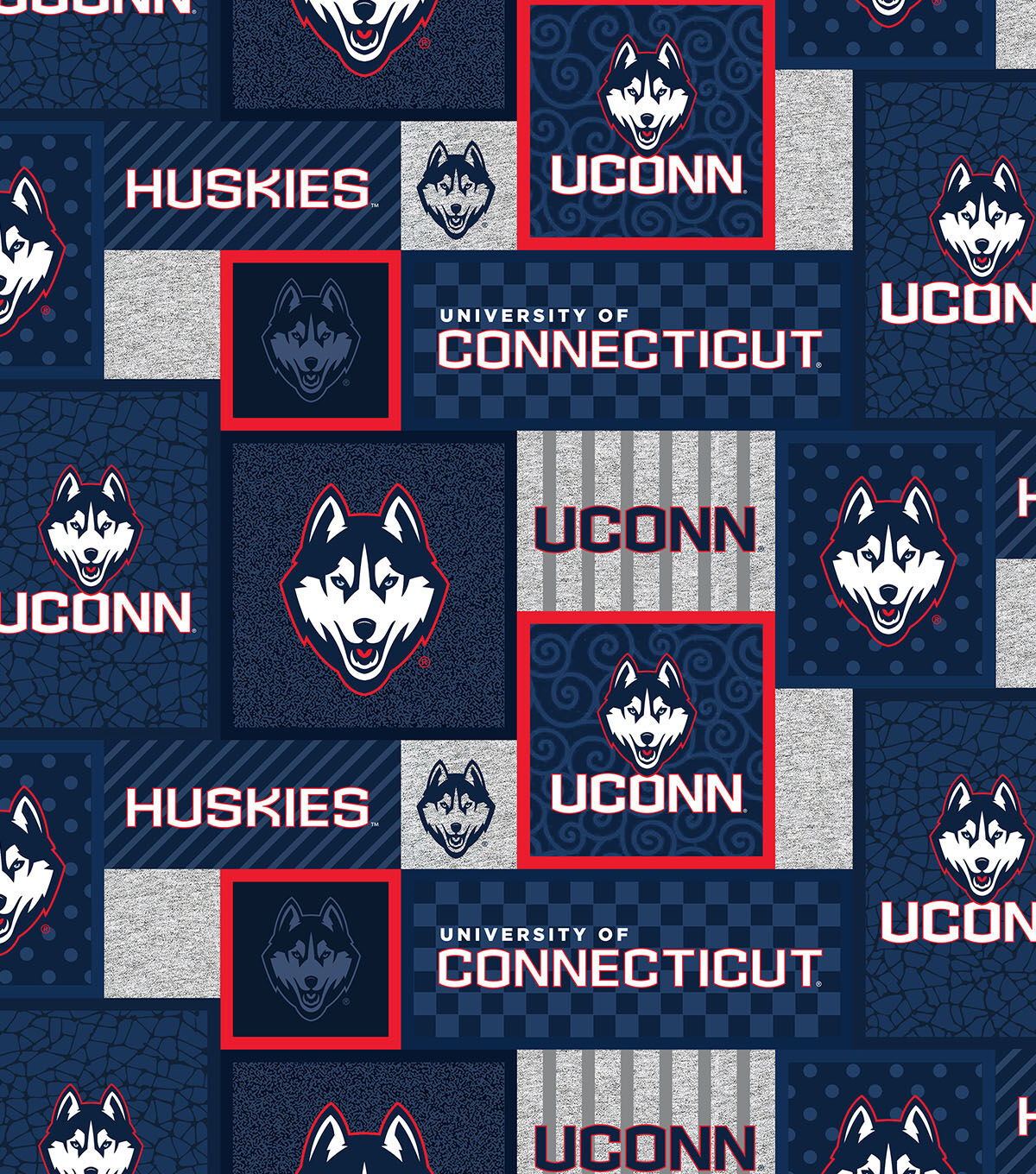 University of Conneticut Huskies Fleece Fabric College Patch