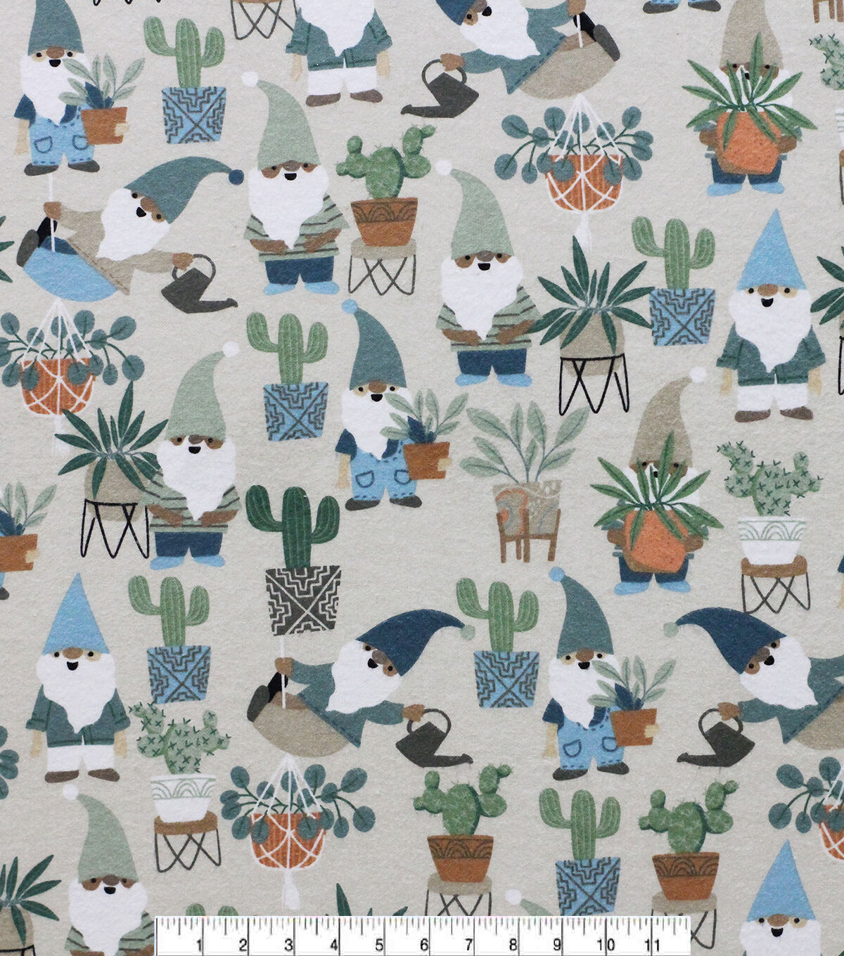 Super Snuggle Gnomes & Plants Flannel Fabric
