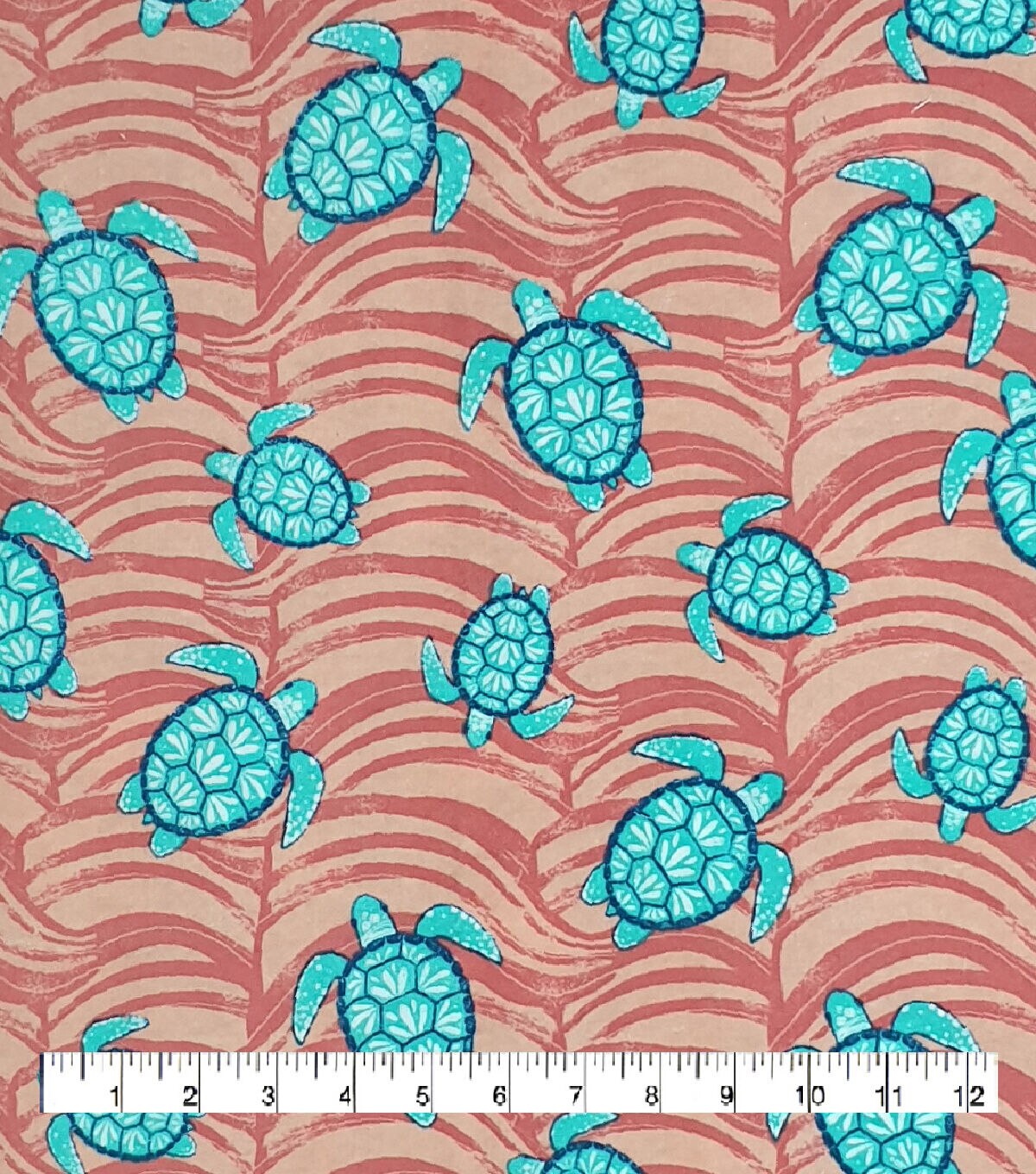 Turtles On Coral Super Snuggle Flannel Fabric