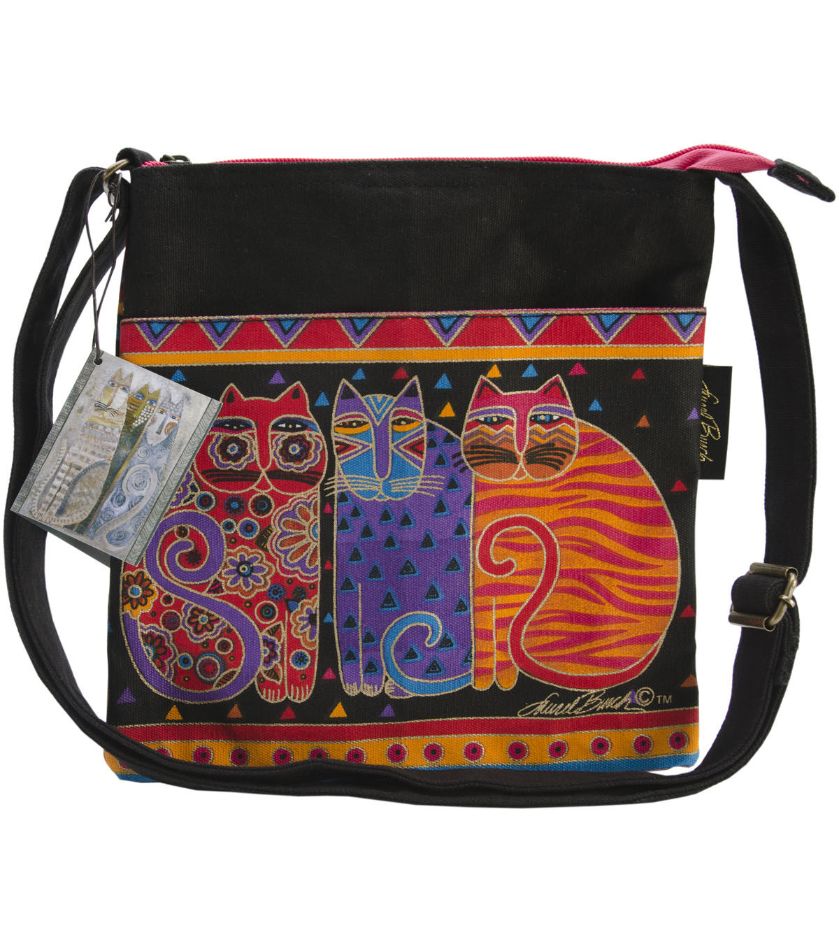 Laurel Burch Crossbody Purse Zipper Top 10X10 Feline Friends