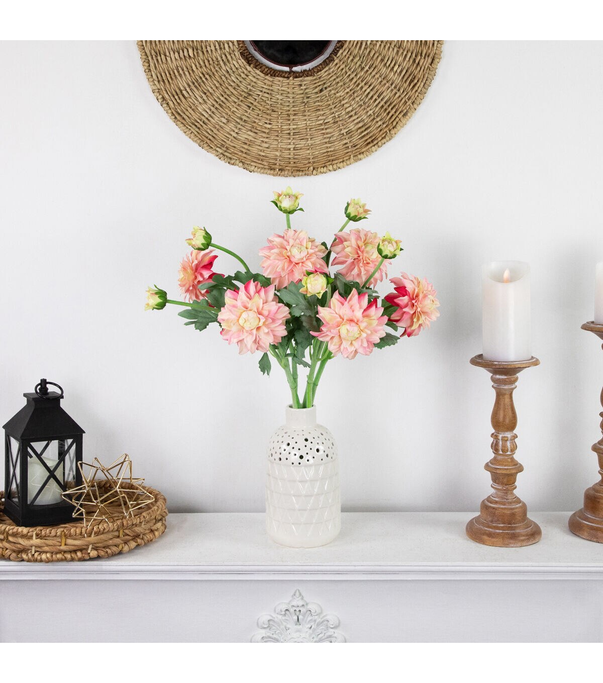 Northlight 23 Pink Dahlia Floral Stems 6ct