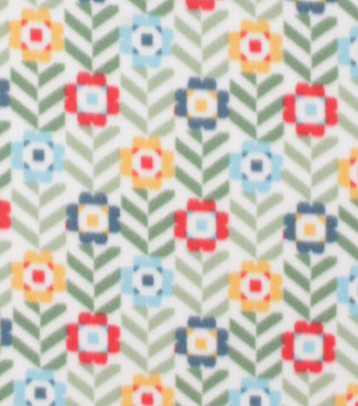 Green Geometric Floral Blizzard Fleece Fabric