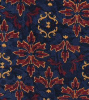 Symmetrical Print on Blue Anti Pill Fleece Fabric