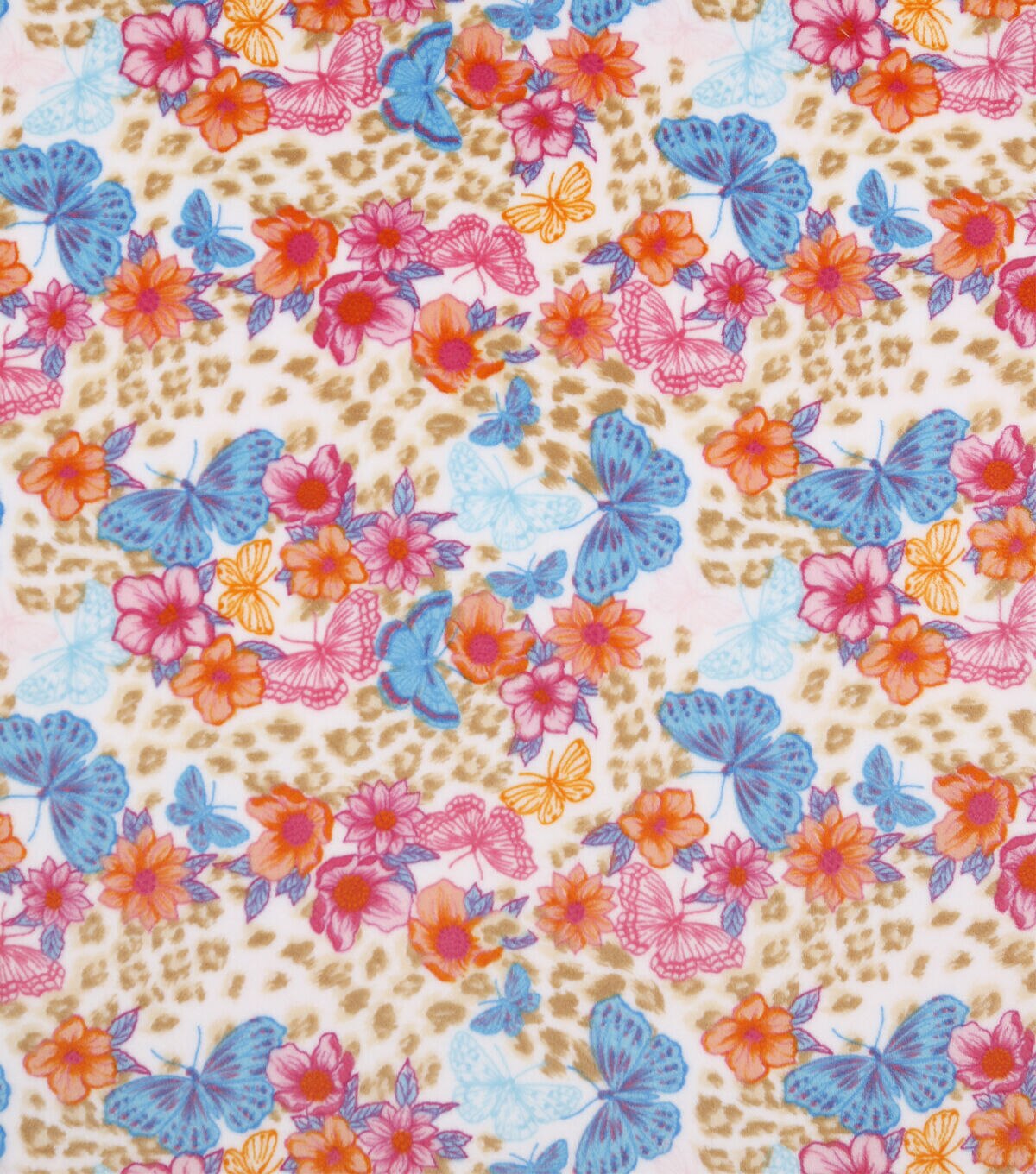 Butterfly On Animal Print Sew Lush Fleece Fabric