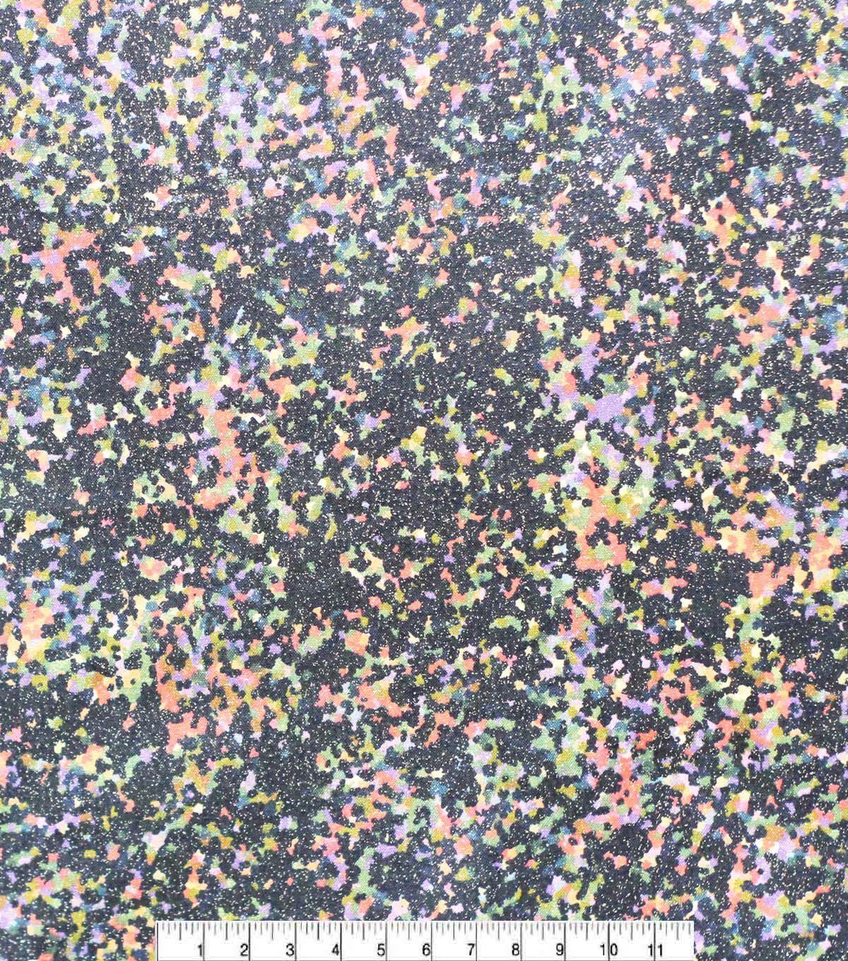 70s Splatter on Blue Quilt Glitter Cotton Fabric by Keepsake Calico