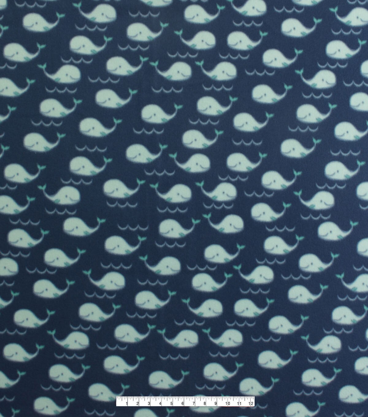 Tiny Happy Whales Blizzard Fleece Fabric