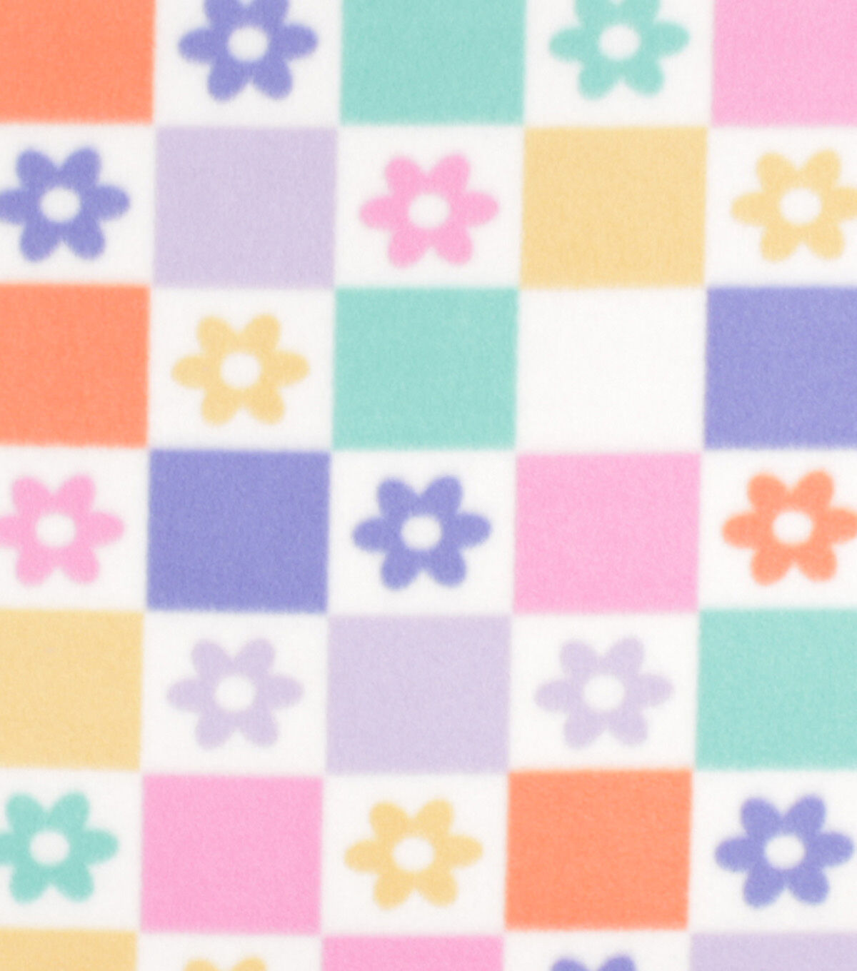 Multi Checkered Floral Blizzard Prints Fleece Fabric