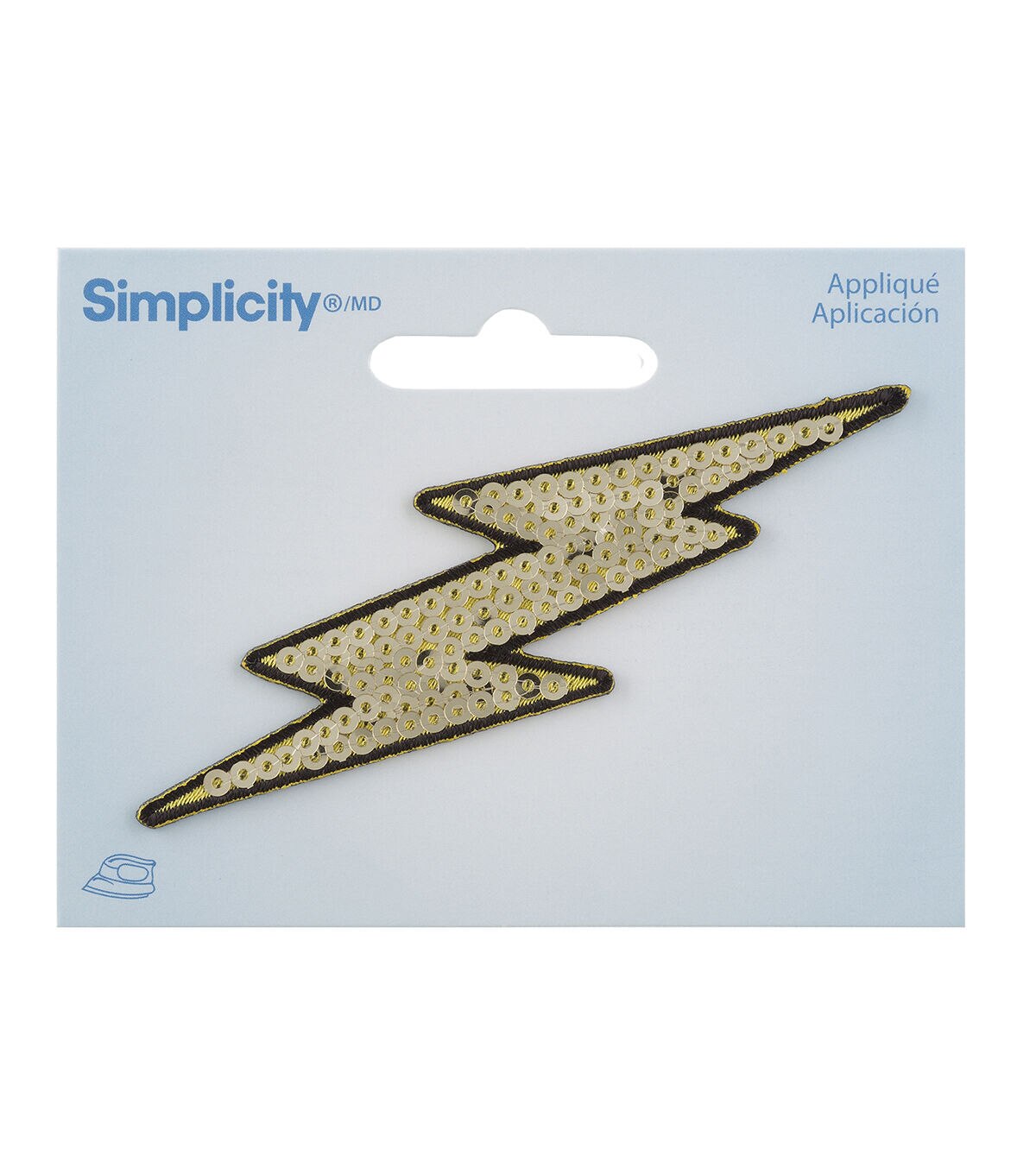 Simplicity 3 Gold Sequin Lightning Bolt Iron On Patch