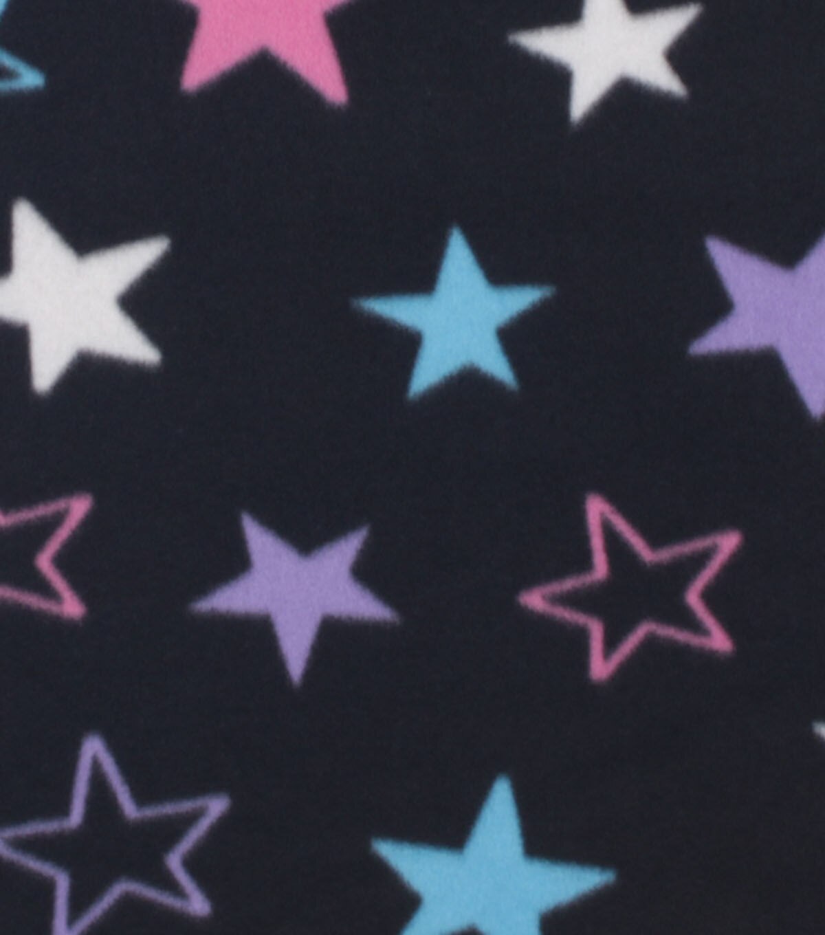 Stars on Black Blizzard Fleece Fabric