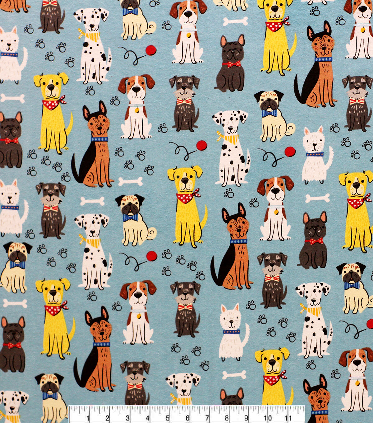 Sketch Dogs On Blue Super Snuggle Flannel Fabric