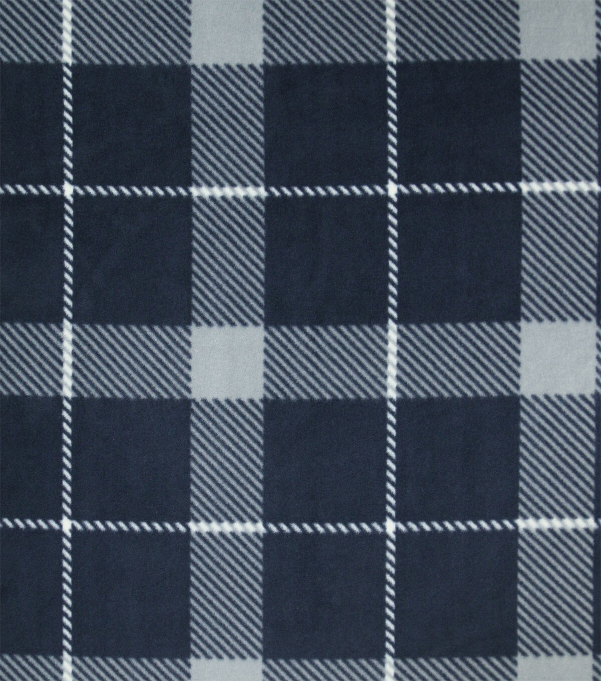 Blue & White Plaid Anti Pill Fleece Fabric