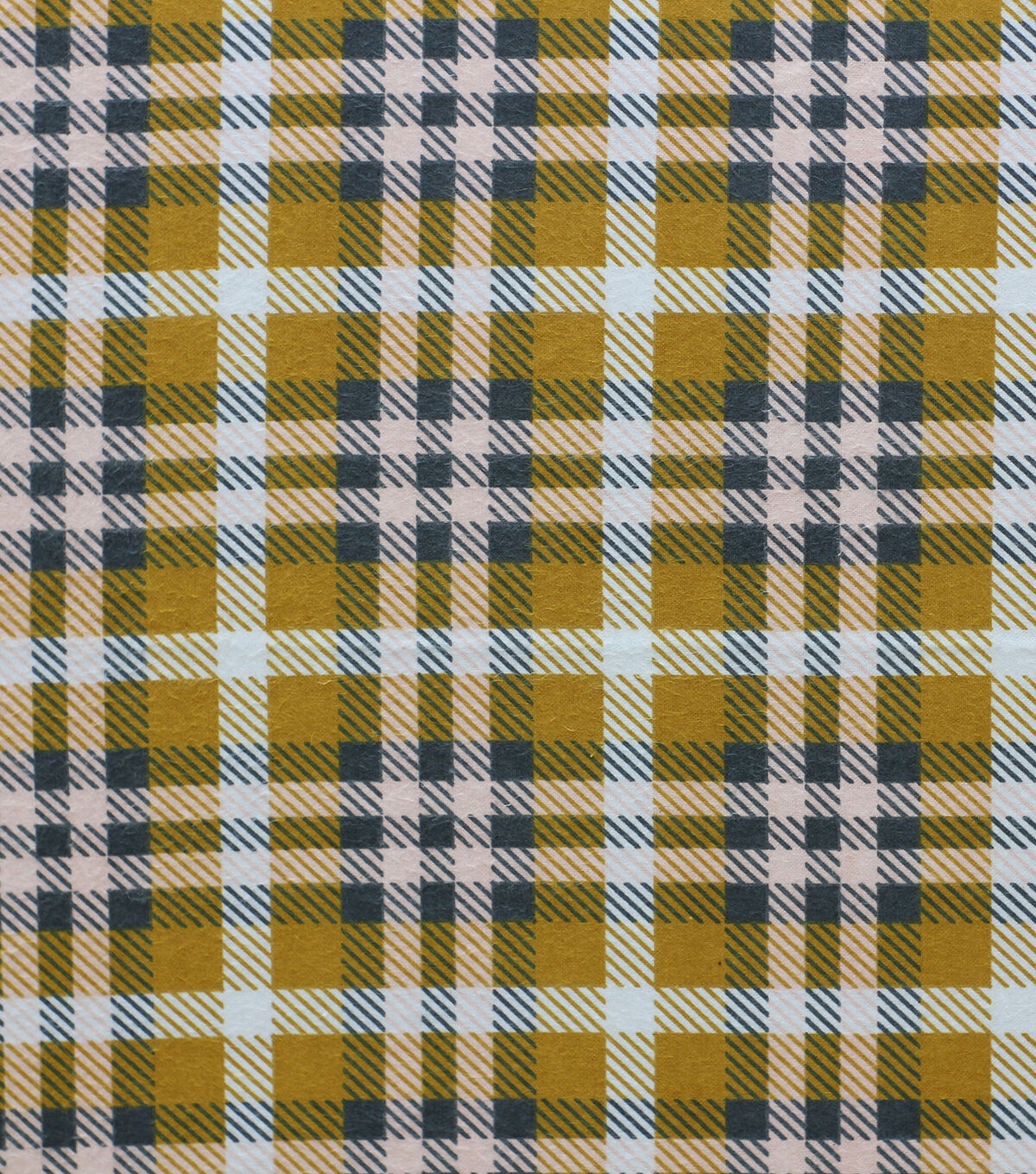 Gold and Pink Grid Plaid Super Snuggle Flannel Fabric