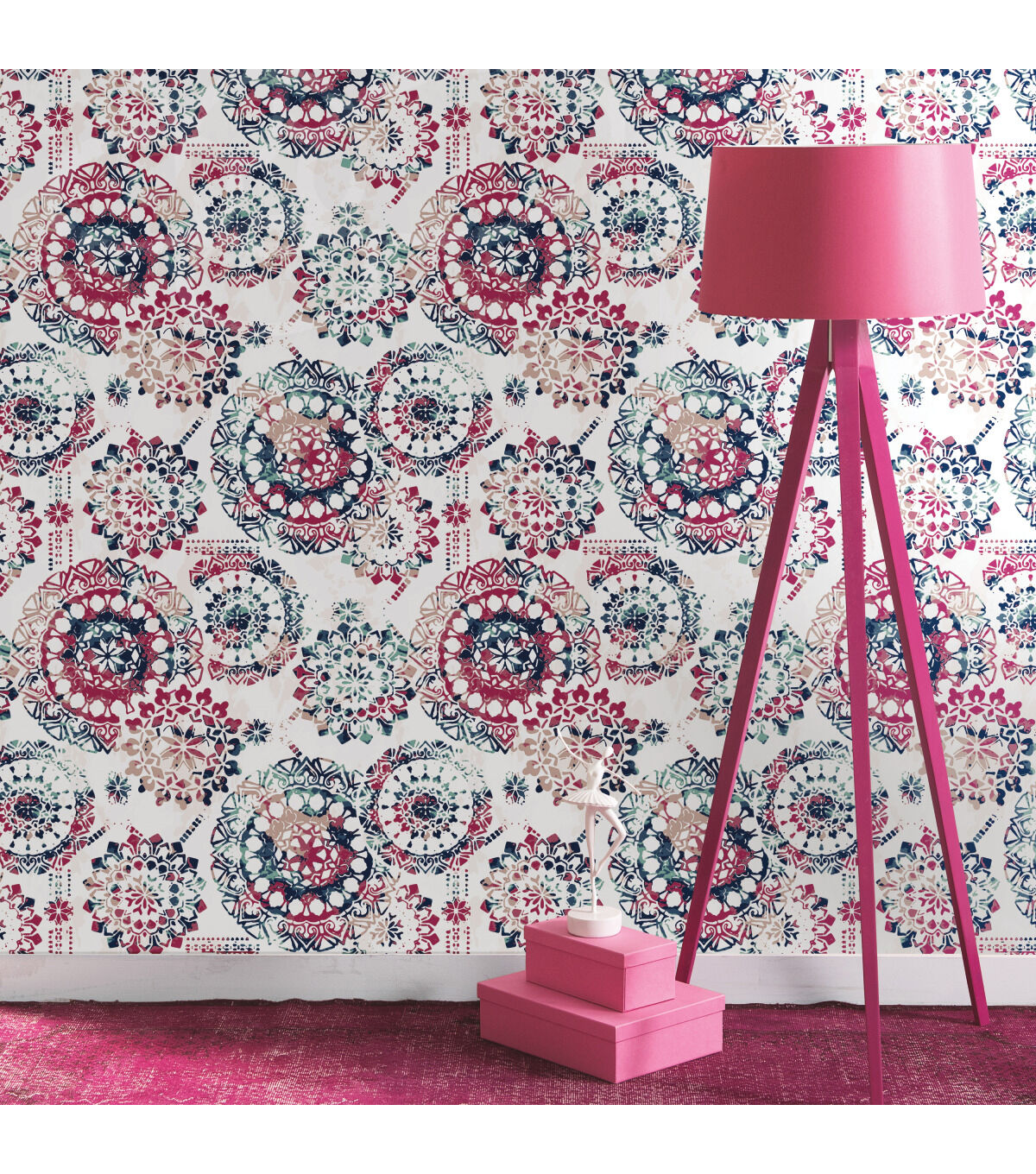RoomMates Wallpaper Pink & Blue Bohemian