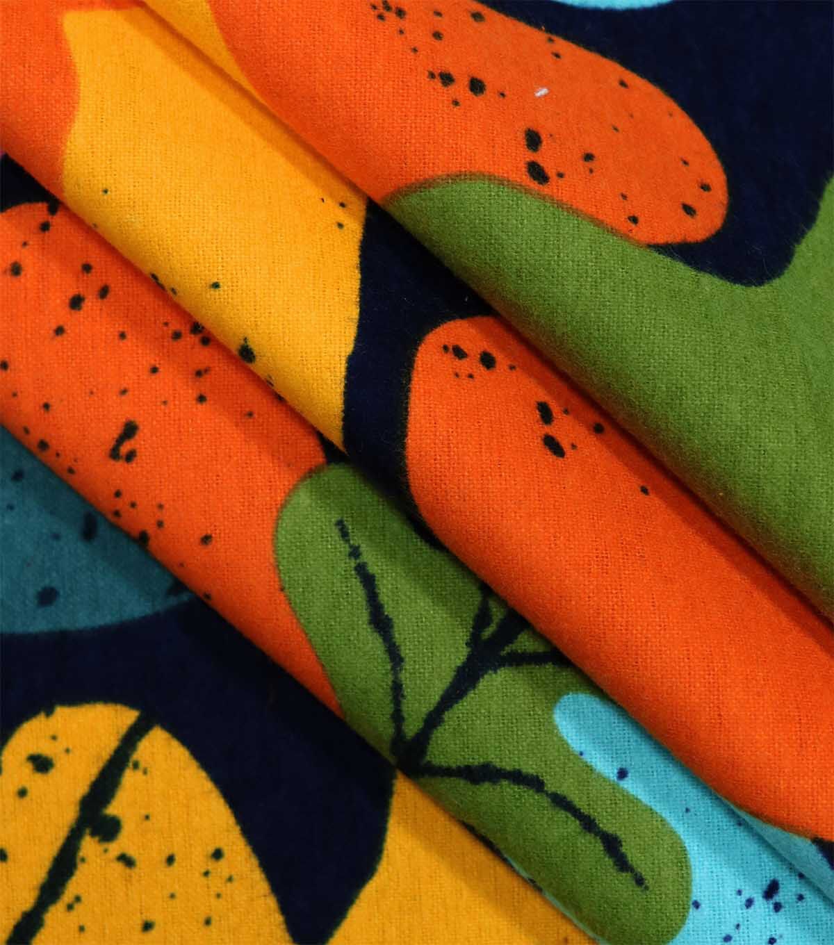 Multicolor Geometric Leaf Super Snuggle Flannel Fabric by POP!