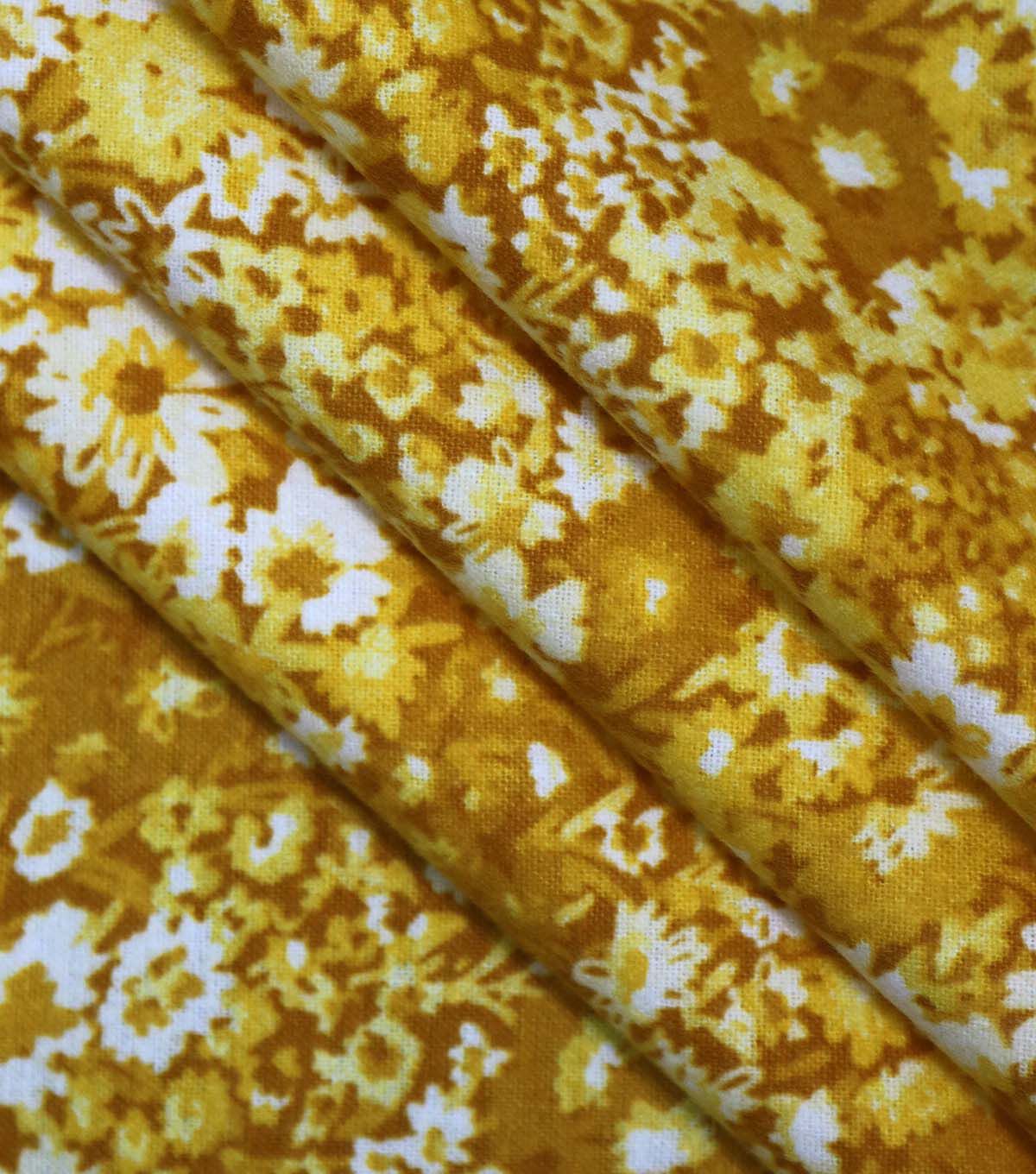 108 Yellow Tonal Floral Wide Flannel Fabric