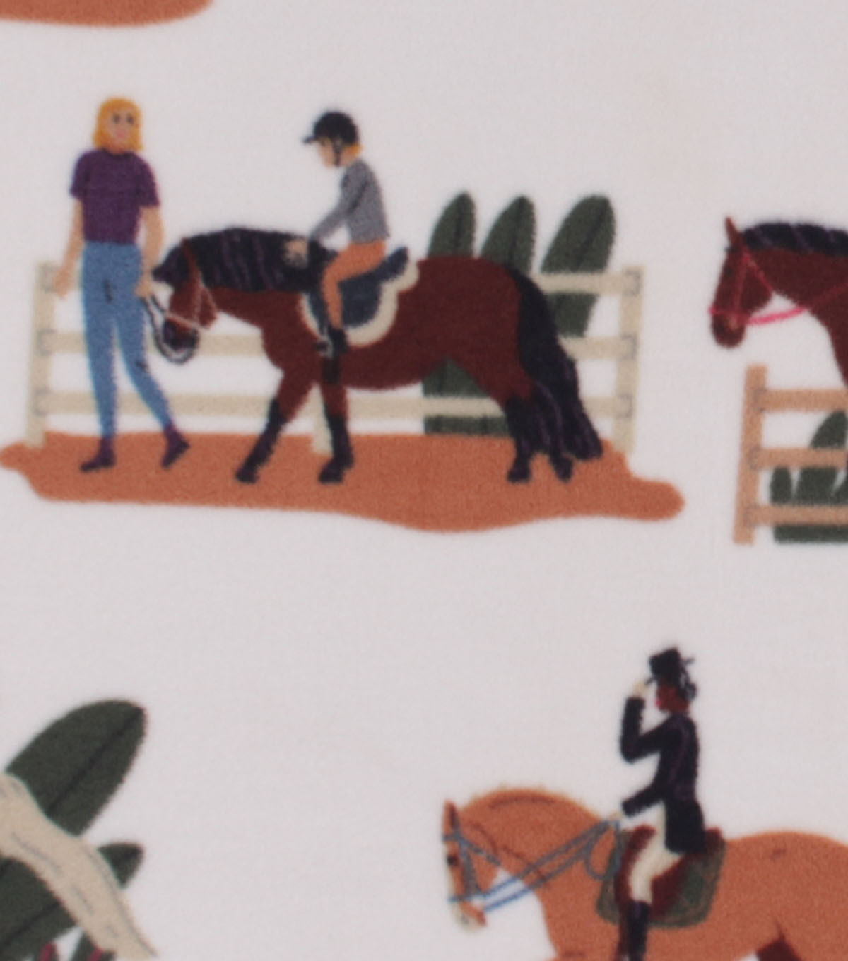 Girls on Horses Anti Pill Fleece Fabric