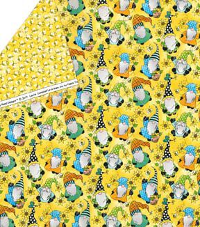 Fabric Traditions Yellow Bees & Gnomes Double Faced Quilted Cotton Fabric