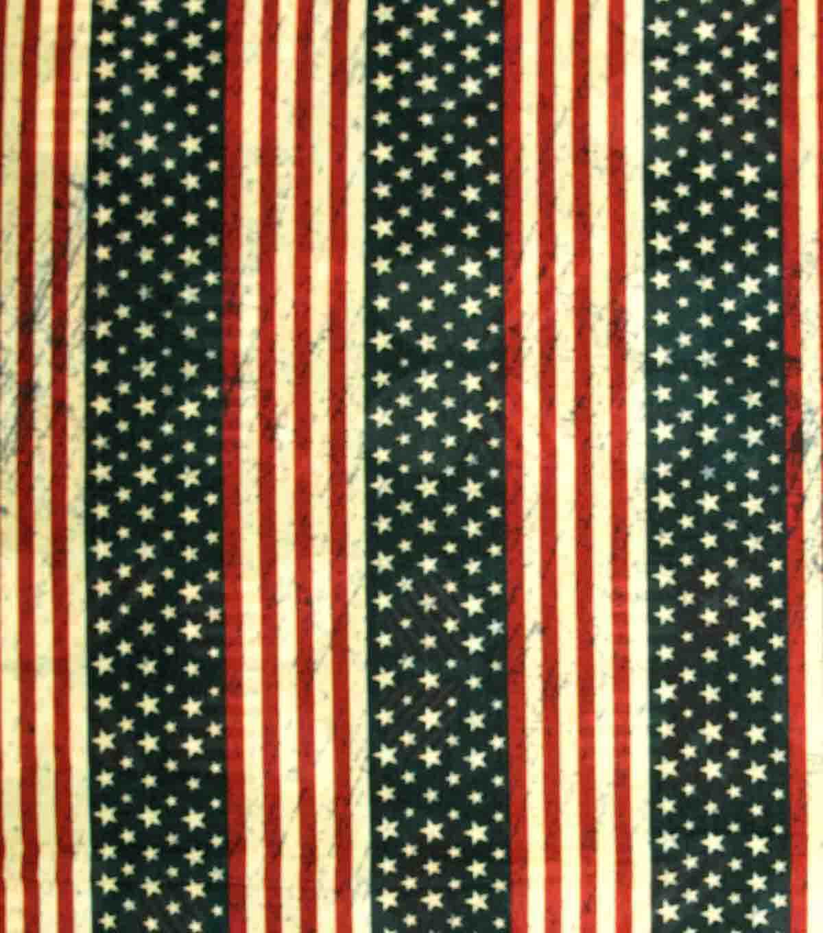 Distressed Flag Stripe Patriotic Cotton Fabric