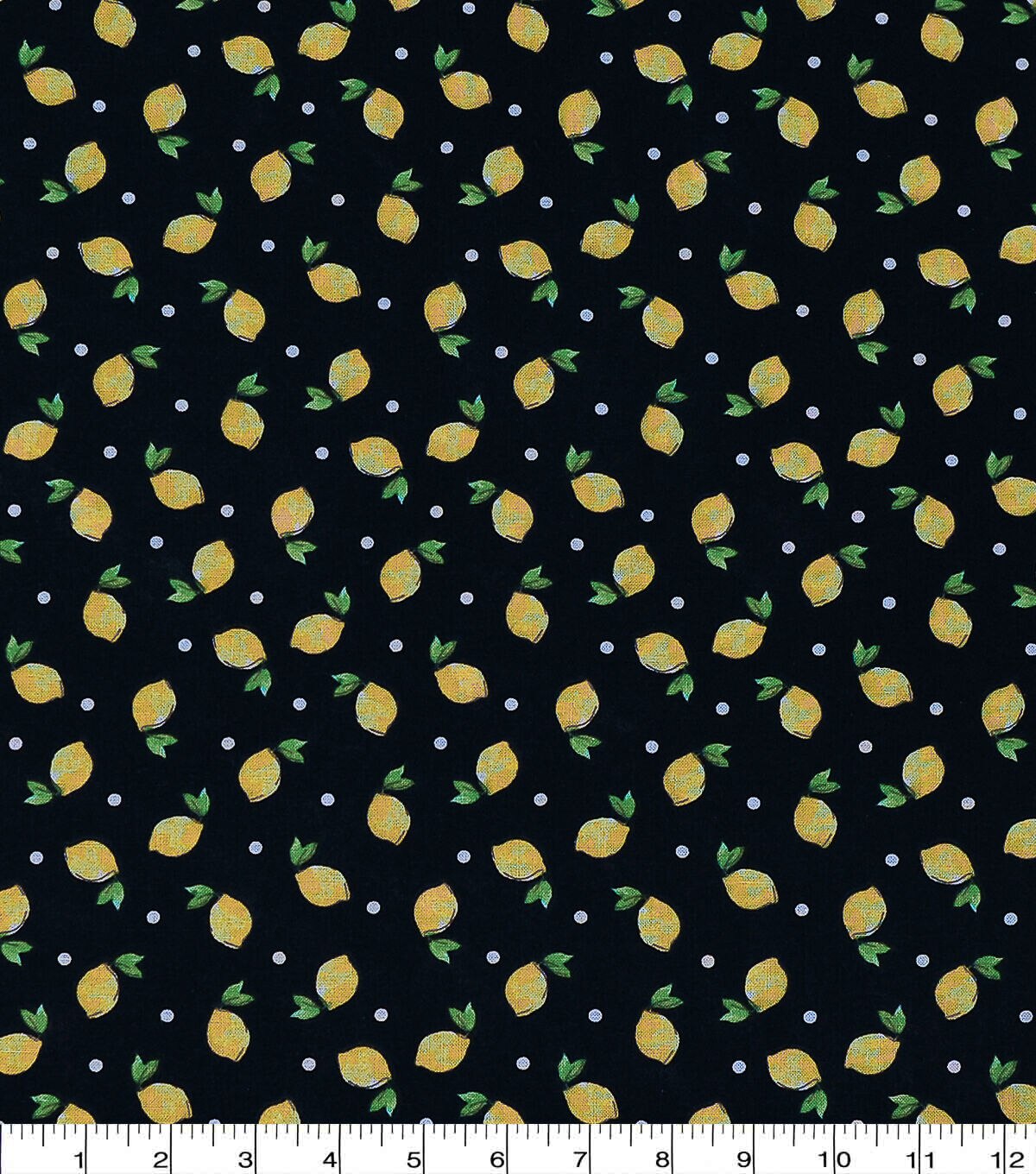 Novelty Cotton Fabric Lemons Tossed Black