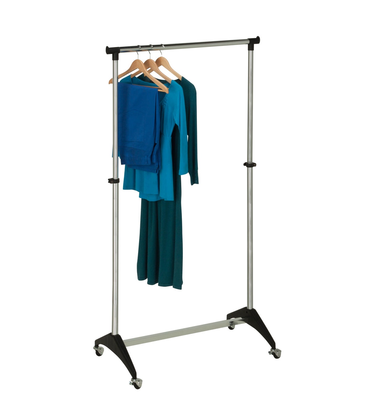 Honey Can Do 34 x 67 Chrome Adjustable Rolling Garment Rack 30lbs