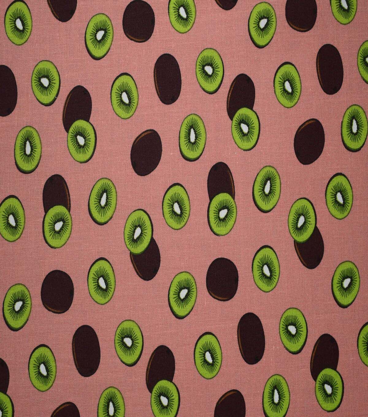 Kiwis on Coral Cotton Fabric by Quilter's Showcase