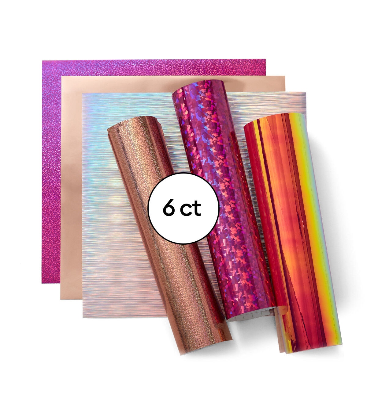 Cricut 12 x 12 Pink Holographic Permanent Vinyl Samplers 6ct