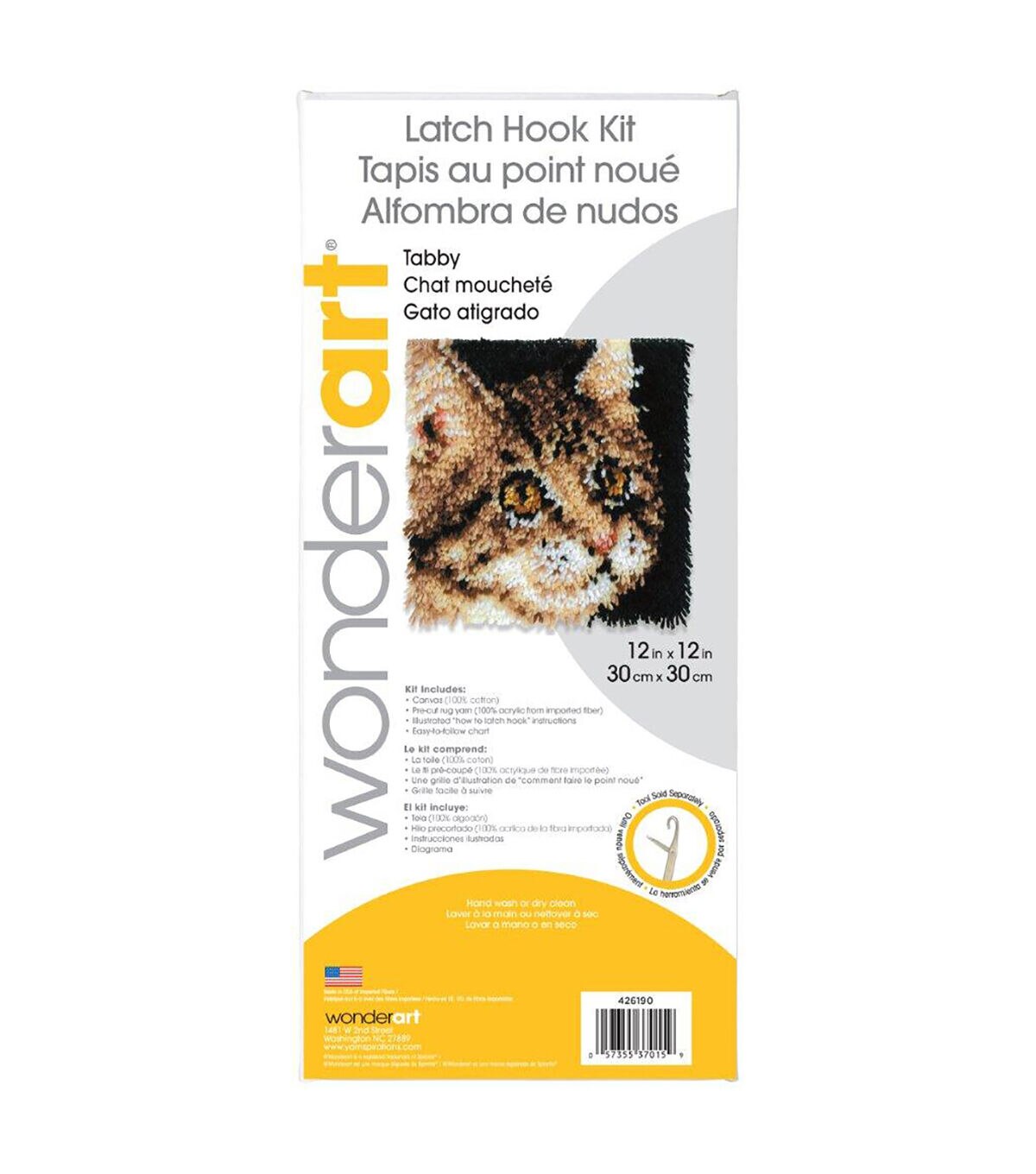 Wonderart Latch Hook Kit 12X12 Tabby