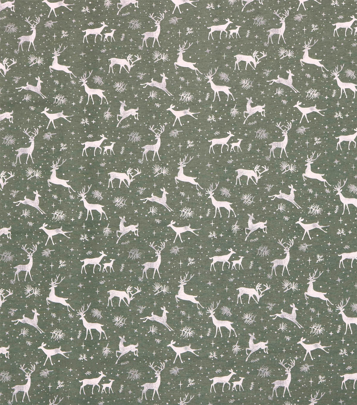 Dancing Reindeer on Green Super Snuggle Christmas Flannel Fabric