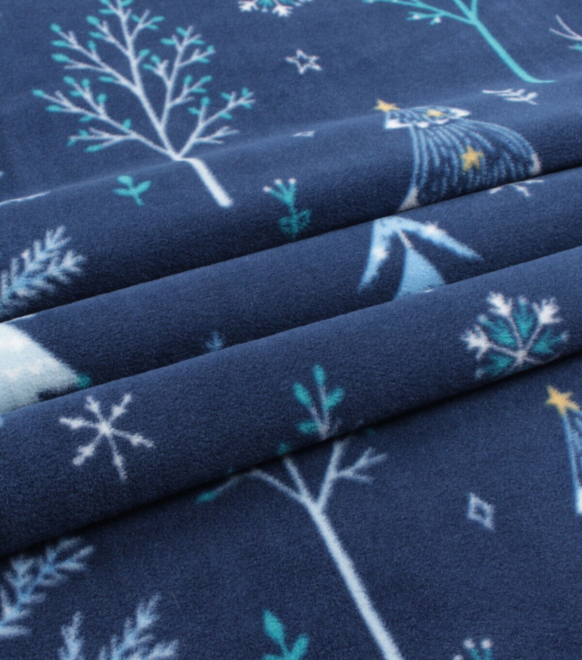 Winter Animals on Navy Anti Pill Fleece Fabric