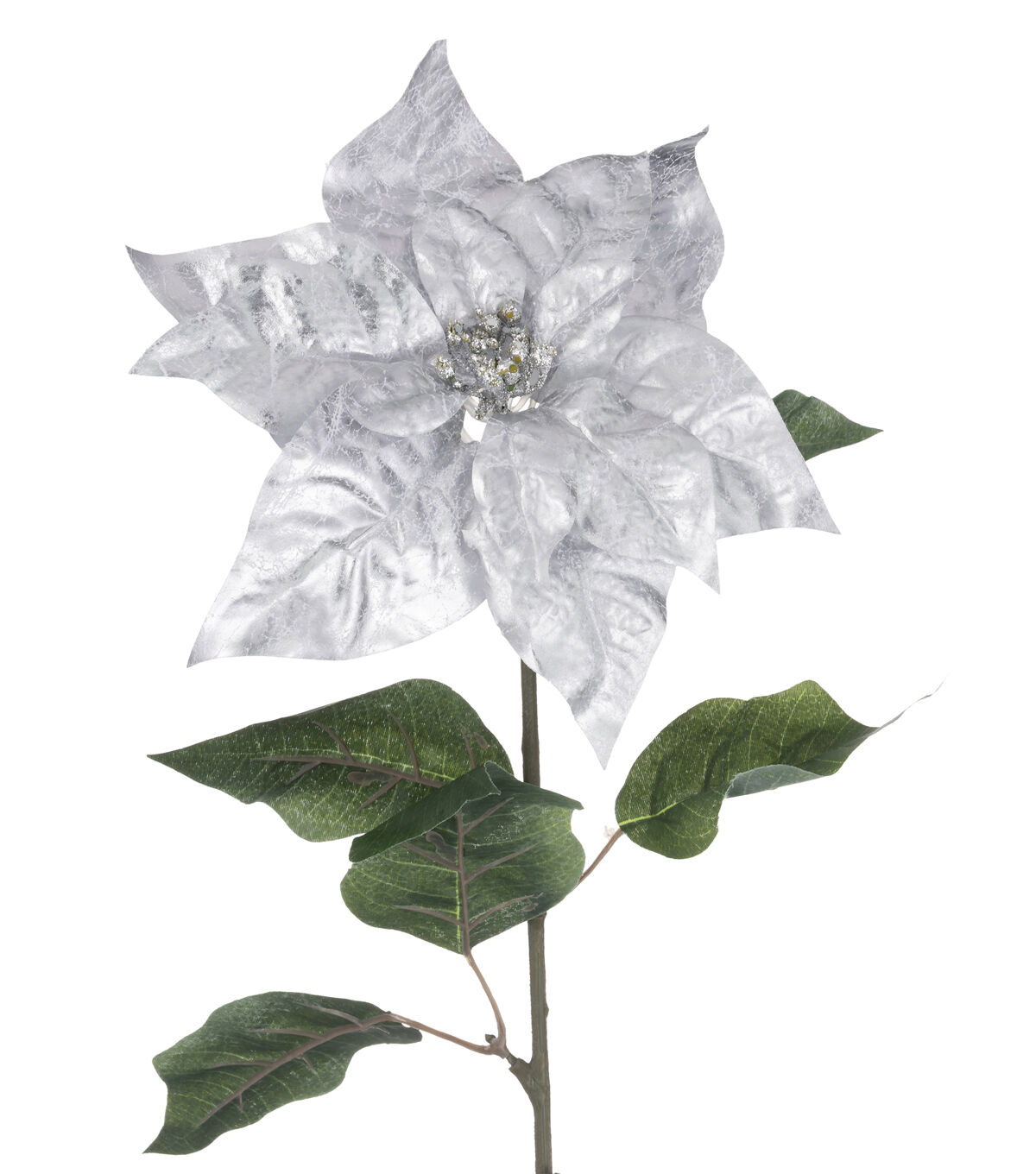 28.5 Silver Poinsettia Stem by Bloom Room