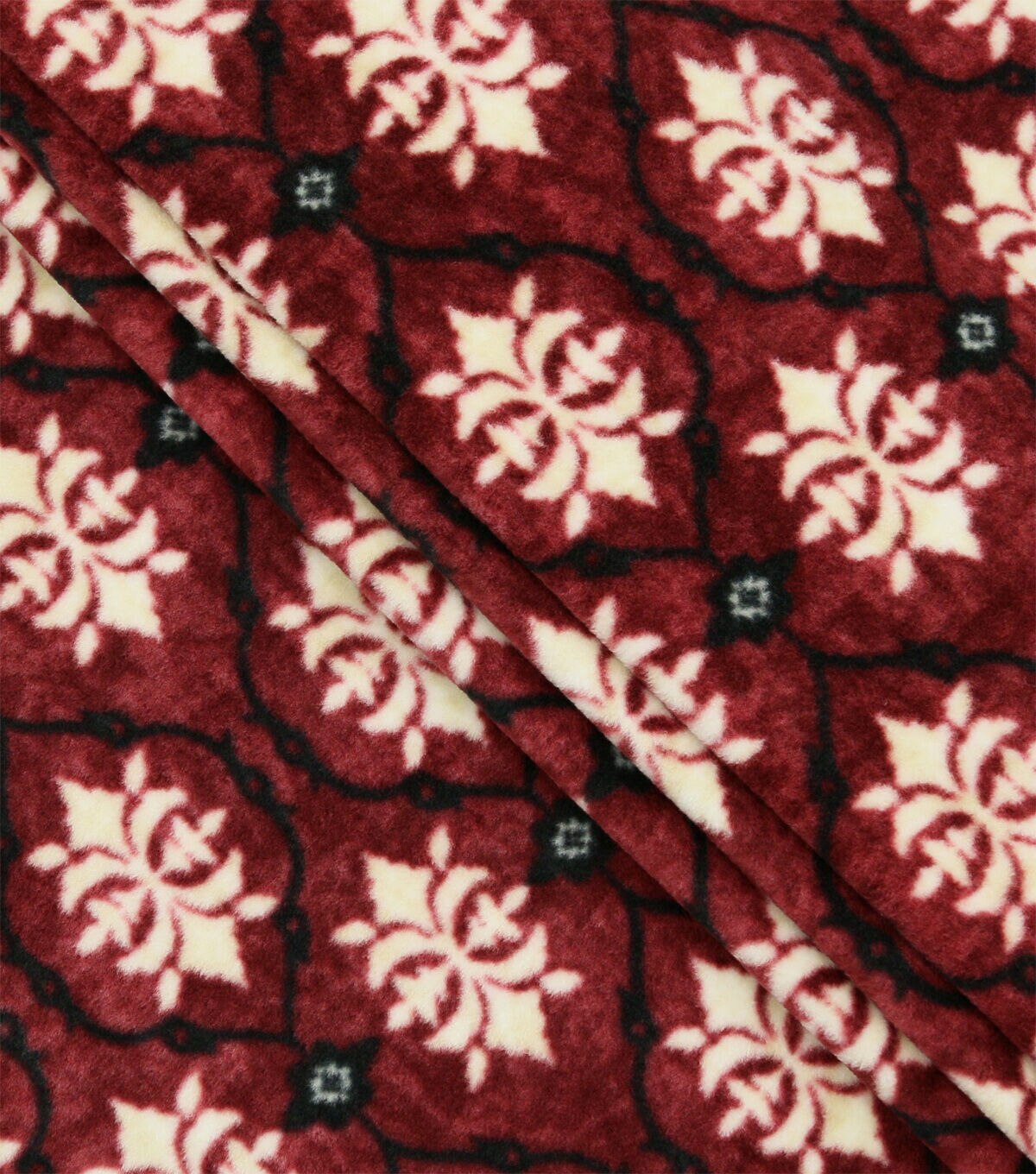 Red Geometric Floral Luxe Fleece Fabric