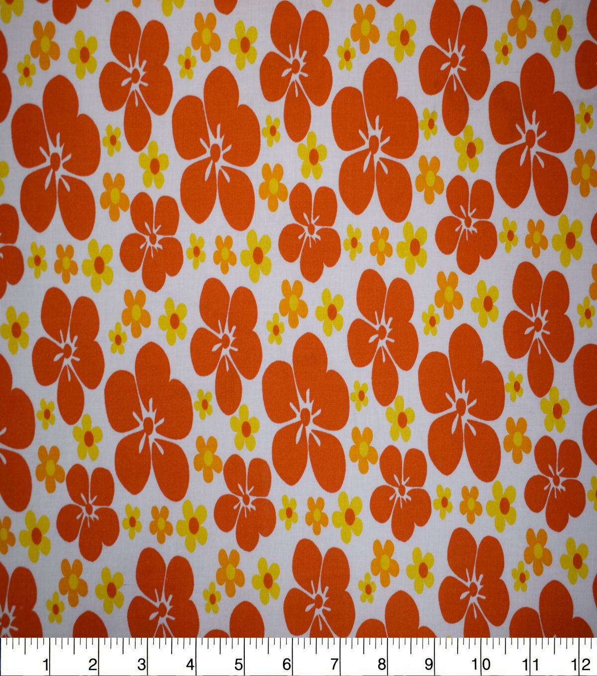 Orange & Red Large Floral Quilt Cotton Fabric by Quilter's Showcase
