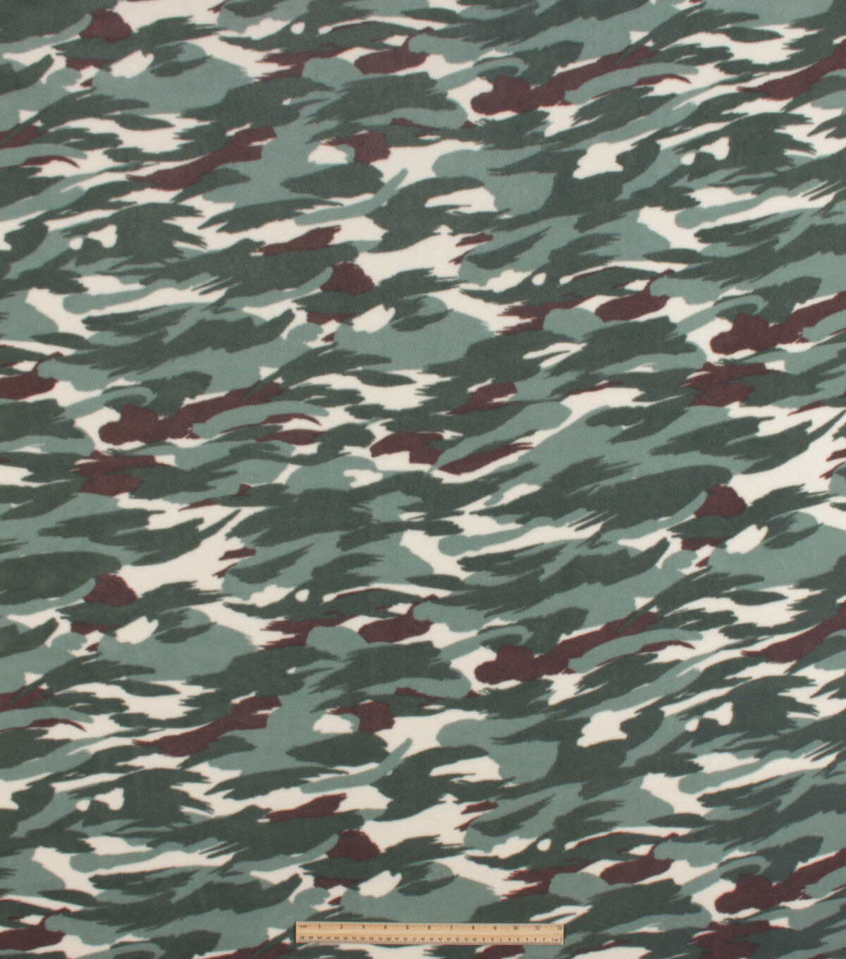 Green Wavy Camouflage Anti Pill Fleece Fabric