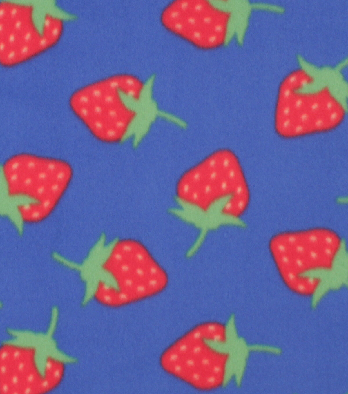 Strawberries on Blue Blizzard Fleece Fabric