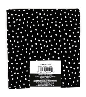 18 x 20 Dots on Black Cotton Fabric Quarter 1pc by Keepsake Calico