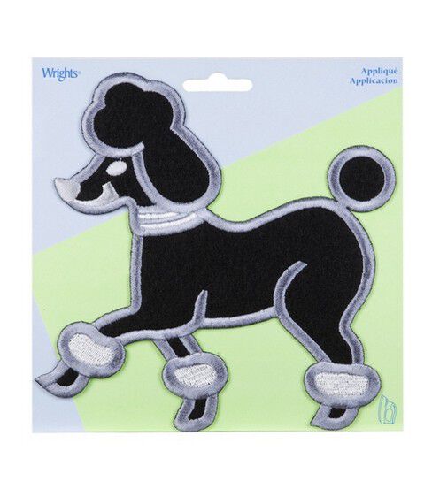 Wrights Iron-On Applique Poodle Black/White X Large