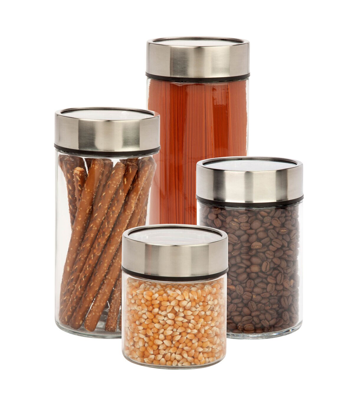 Honey Can Do 4ct Steel & Glass Canisters Fresh With Date Dials