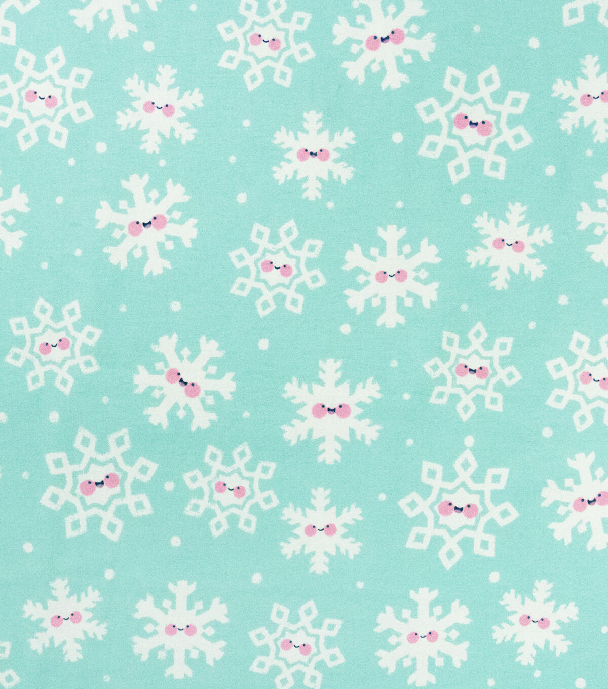 Snowflakes & Dots on Blue Super Snuggle Christmas Flannel Fabric by POP!
