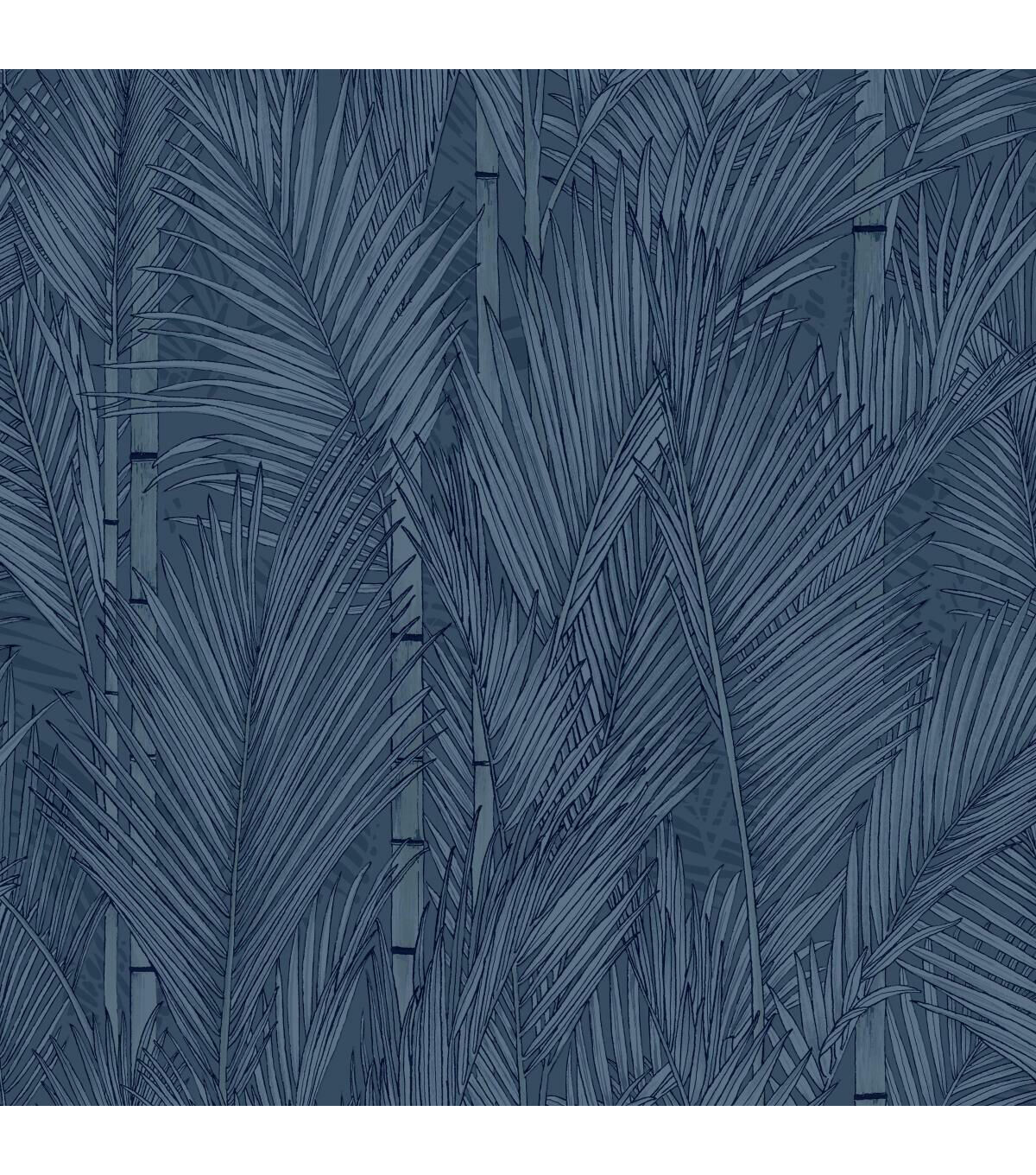 RoomMates 20.5 x 16.5 Blue Swaying Fronds Peel & Stick Wallpaper