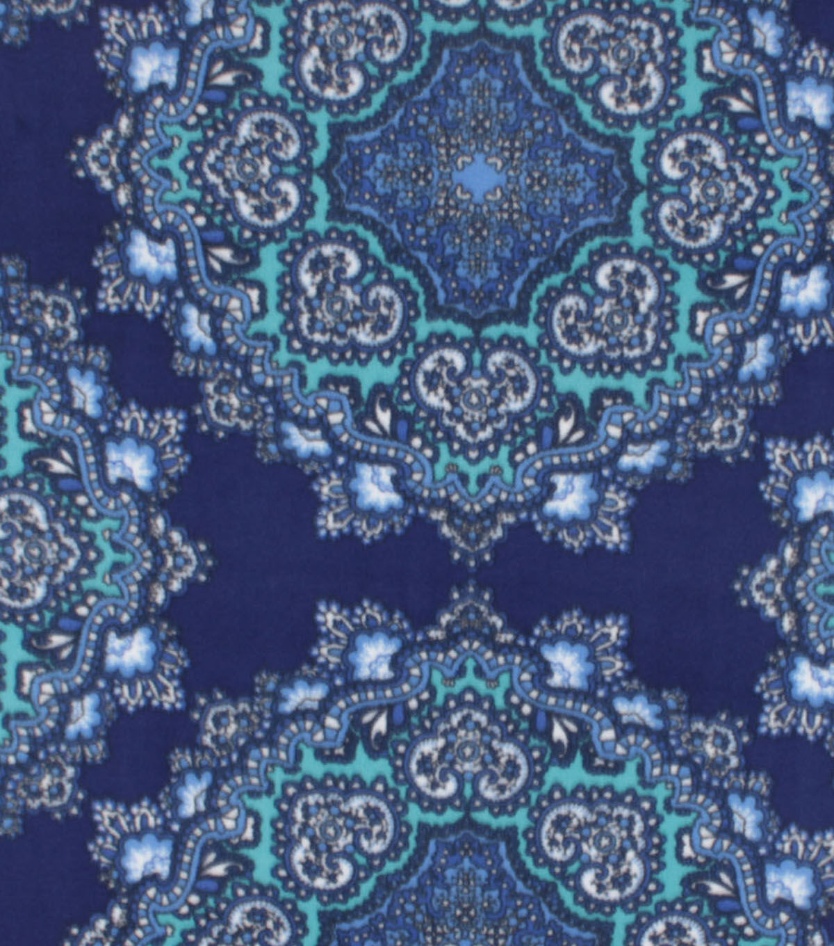 Blue Medallions Anti Pill Fleece Fabric
