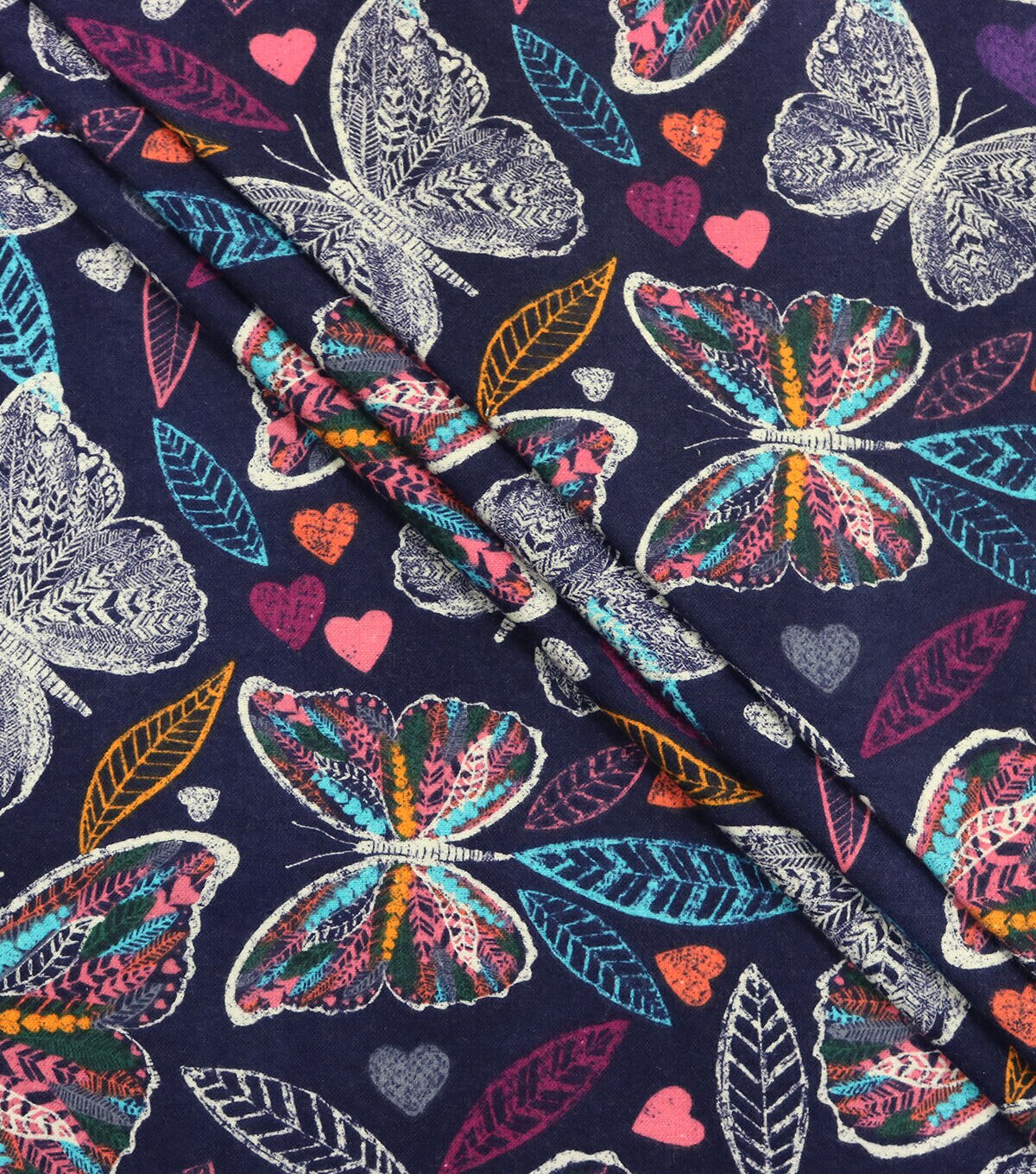 Butterfly Outline Navy Super Snuggle Flannel Fabric