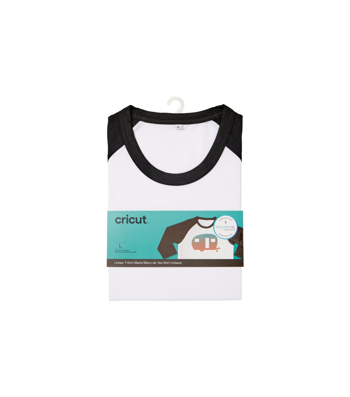 Cricut Black & White Unisex Adult Raglan Baseball T Shirt Blank