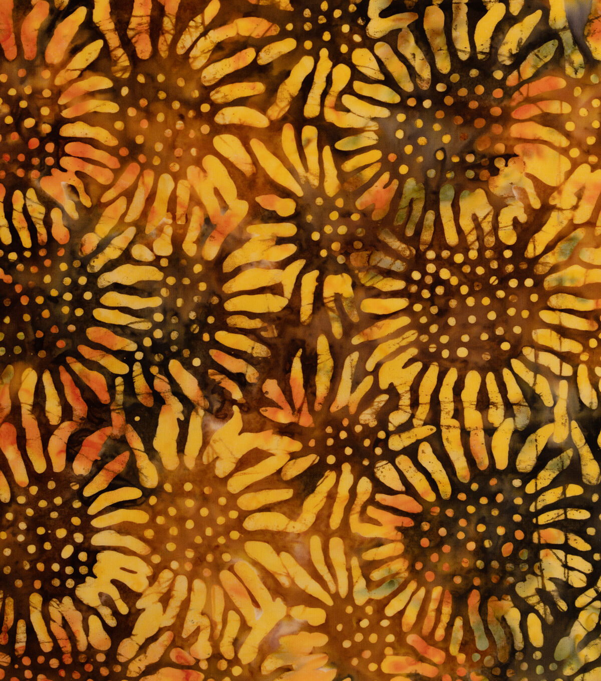 Indonesian Batik Cotton Fabric Sunflower Burst Large