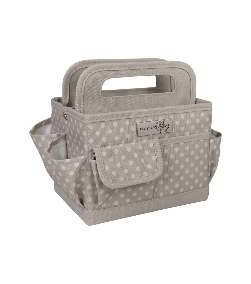 Everything Mary 9 Dots on Tan Collapsible Craft Caddy