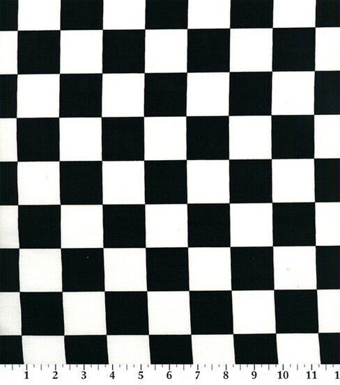 Novelty Cotton Fabric Black & White Racing Check