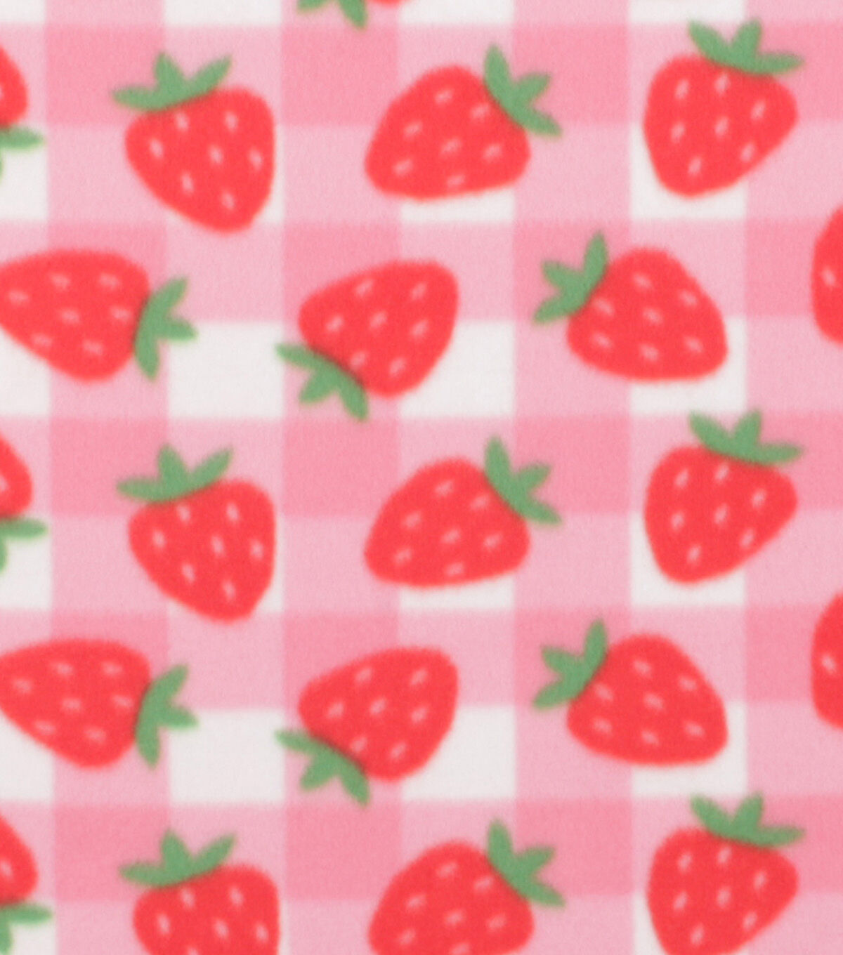 Pink Strawberry Check Blizzard Fleece Fabric
