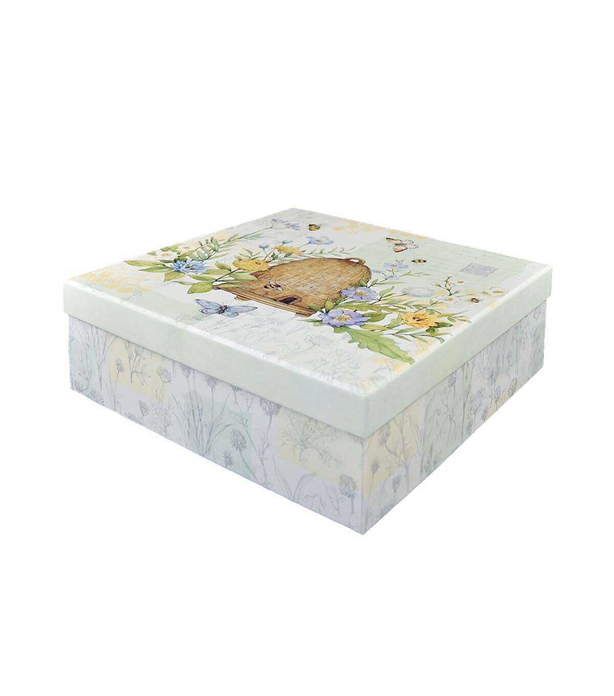 11 Bees & Green Floral Square Box by Place & Time